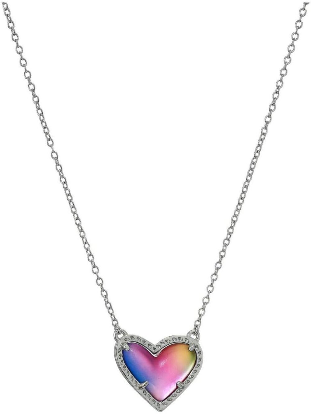 Women's Gold Multi Colour Heart Adjustable Length Jewellery Pendant Necklace